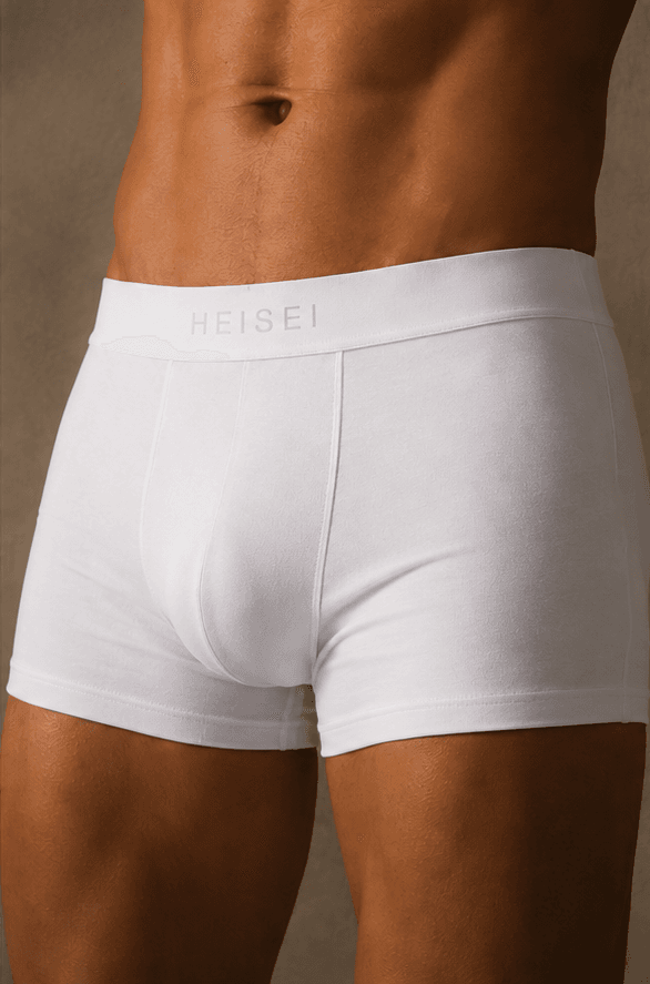 Model wearing HEISEI Kumo White Boxer Brief